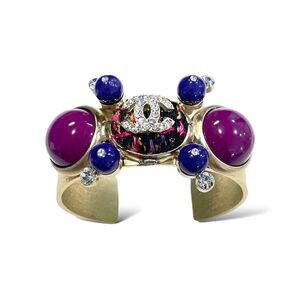 CHANEL Vintage CC Logo Cluster Stone Cuff Circa 03’
